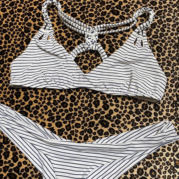 Acacia Swimwear Black and White Striped Bikini - Picture 4 of 4